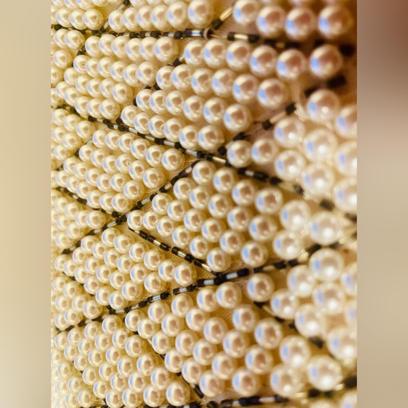 Vintage Pearl and Silver Beaded Small Handbag Clutch - Picture 12 of 14